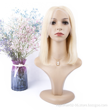 Brazilian Virgin Hair Straight Blond 613 Pre Plucked Short Bob Wig Human Hair Lace Front Wigs for African American